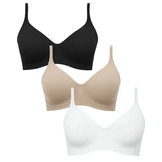 Kit 3 Soutien Sutiã Plus Size Reforçado Alta Sustentação Com Dupla Camada De Poliamida Sem Bojo