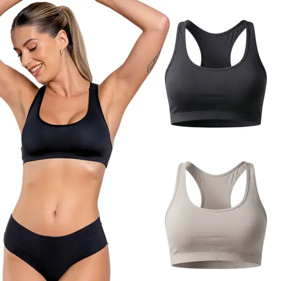 Kit 2 Tops Fitness Nadador Em Poliamida Sem Bojo Para Academia