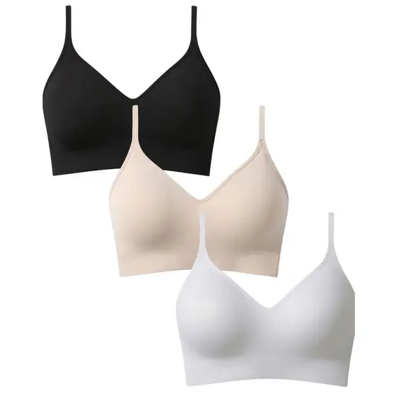Kit 3 Soutien Plus Size Dupla Camada Em Poliamida Sem Bojo Confortável Alta Sustentação