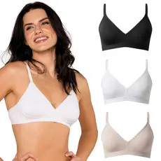 Kit 3 Sutiãs Com Dupla Camada Resistente Sem Bojo Confortável em Poliamida Premium