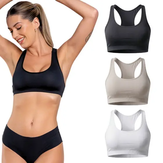 Kit 3 Tops Fitness Costas Estilo Nadador Em Poliamida Sem Bojo Academia Alta Qualidade
