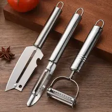 Kit 3 Descascadores Inox Legumes, Frutas Escama Peixe Queijo