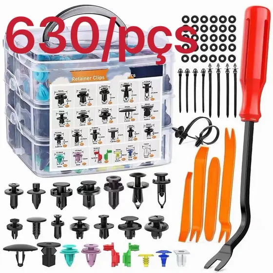 Kit: 100Pçs E 630 Peças Presilha Grampo Automotivo Reparo Universal