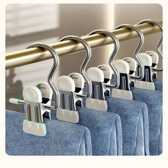 KIT/10 pçs Clip Anti-Ferrugem De Economia De Espaço Para Cabide Calças De Chapéu De Gancho De Viagem Clipes De Roupa