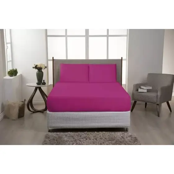 kit Jogo De Lençol forro de cama Para Cama Casal box 400 Fios varias cores o Desenho Do Tecido Liso toque d pessegomacio