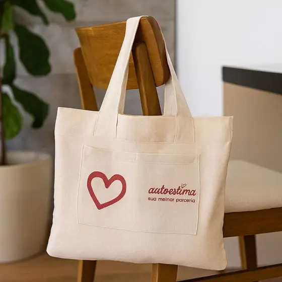 Bolsa Bag Transversal Unissex de Multiuso 100% Algodão Cru Grande