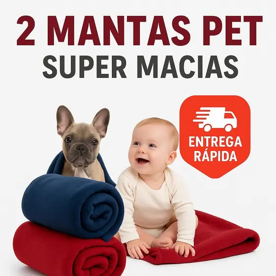 2 Mantas Pet| Super Confortável Para Cães E Gatos| Antialérgico e lavável| Cores e Estampas Variadas