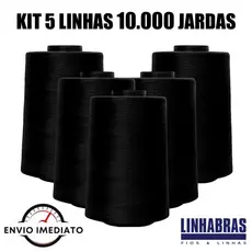 Kit 5 Linha De Costura 10.000 Jardas Preta | Linha de Costura | LinhaBras