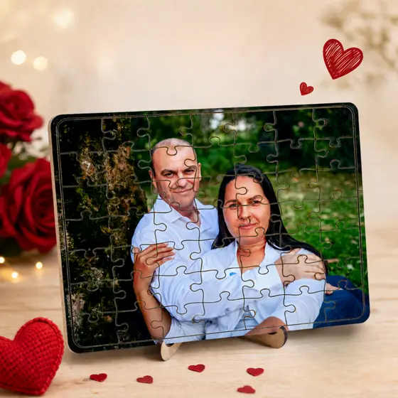 Quebra Cabeça Personalizado dia Dos Namorados MDF Com Foto 49 ou 90 Peças Com Base ou Caixa