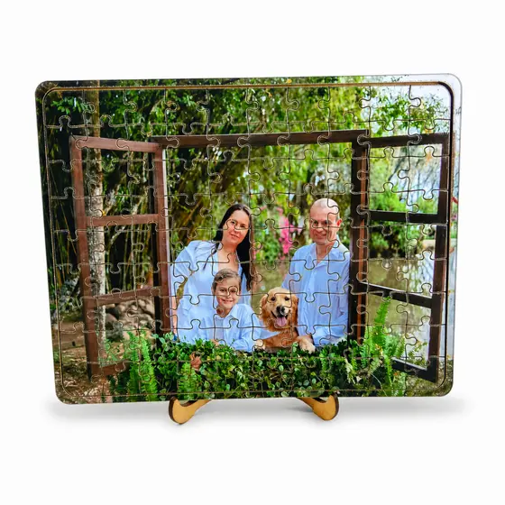 Quebra Cabeça Personalizado Presente MDF Com Foto 49 ou 90 Peças Com Base ou Caixa