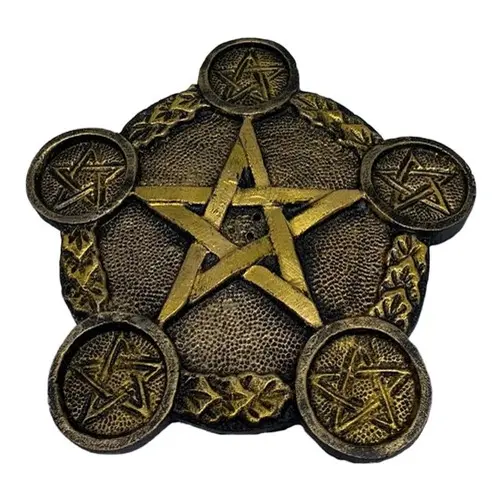 Porta Velas E Incensário Pentagrama 18cm Wicca Dr