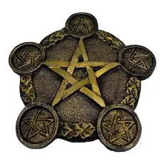 Porta Velas E Incensário Pentagrama 18cm Wicca Dr