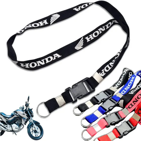 Chaveiro H Moto Cordão Tirante Pescoço Crachá Fecho Engate Rápido Motoboy