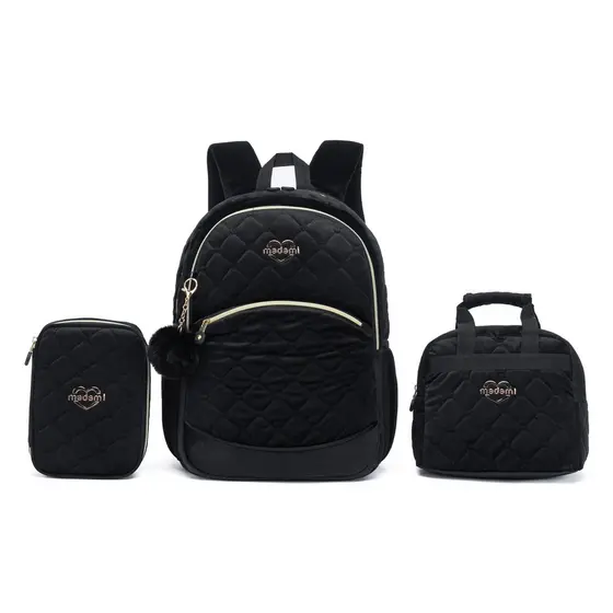 Kit Mochila Madami Lancheira Estojo Infantil 32L