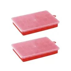 Kit 2 Formas De Gelo De Silicone 24 Cubos Com Tampa 20cm
