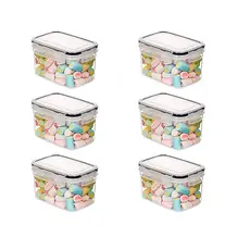 Kit 6 Potes Herméticos Mantimentos Armario Plástico Porta Alimentos Livre BPA Organizador Condimentos Conserva Geladeira