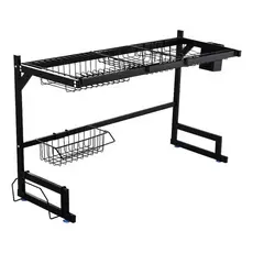 Escorredor de Pratos Rack Organizador Louça Copos Talheres em Aço Inoxidável Cozinha 85cm Praticidade Pia PF19