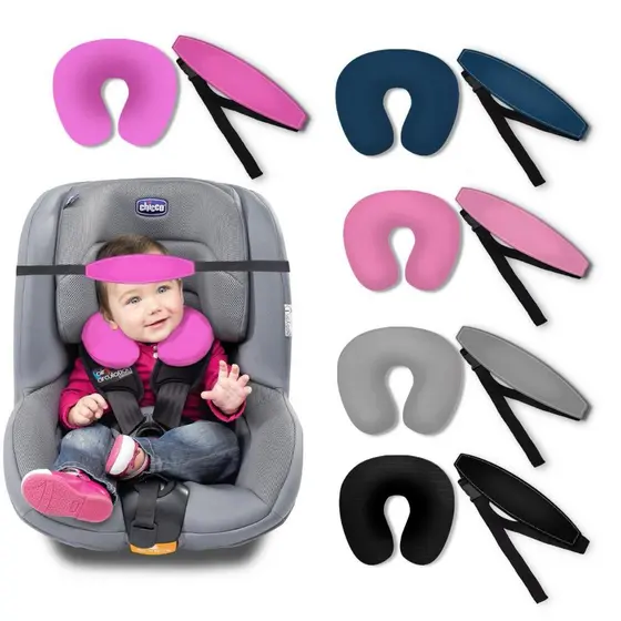 Kit Almofada de pescoço e Faixa Apoio Suporte Cabeça de Bebê Cadeirinha Carro