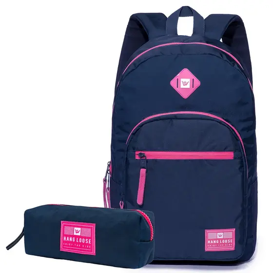 Mochila Hang Loose  Estojo Original Escolar Faculdade