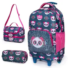 Kit Mochila Spector Infantil Escolar Rodinhas Estojo Espaçoso Lancheira Resistente Dinossauro 12,5L