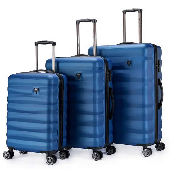 Kit Mala Cavalera Viagem Reforçada Azul Espaçosa Rodas 360°