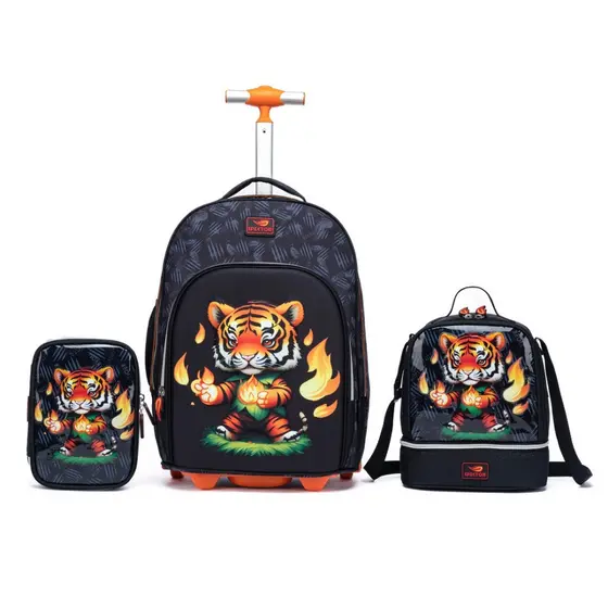 Kit Mochila Escolar Resistente Tigre Resistente Estojo Lancheira