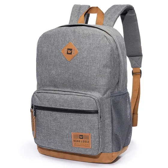 Mochila Hang Loose Cinza Moda Casual Unissex Escolar