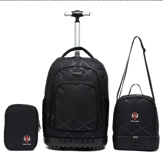 Kit Mochila Estojo Lancheira Executiva Swissport Masculina Reforçada