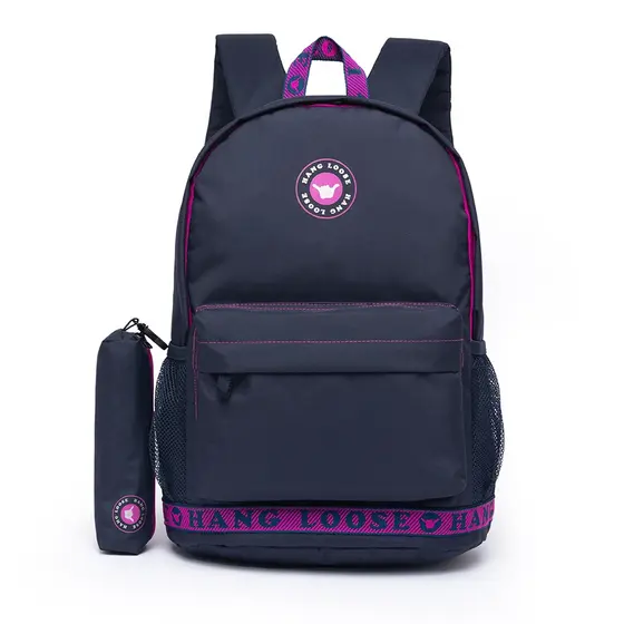 Mochila Escolar Hang Loose Estojo Espaçoso Feminina Resistente