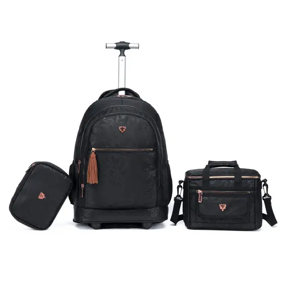 Kit Mochila Cavalera Rodinhas Escolar Estojo Reforçado Lancheira Espaçosa