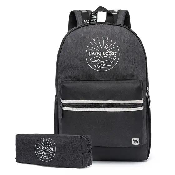 Mochila Escolar Hang Loose Reforçada Estojo Faculdade