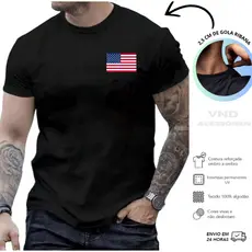 Camiseta Masculina EUA Camisa Estampada 100% algodão T-Shirt USA Estados Unidos