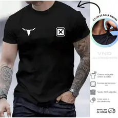 Camiseta Masculina T.X e Bufalo Camisa Estampada 100% algodão Malha 30.1 T-Shirt Rodeio Country