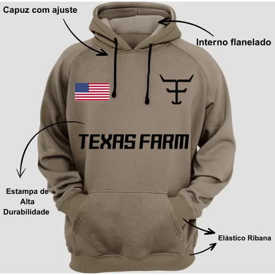 Blusa Moletom Texas F Country Unissex Flanelado Qualidade Blusa Farm
