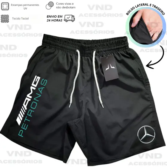 Short Bermuda Mauricinho Esporte Corrida Academia Envio Imediato - BMW Ferrar Mercedez