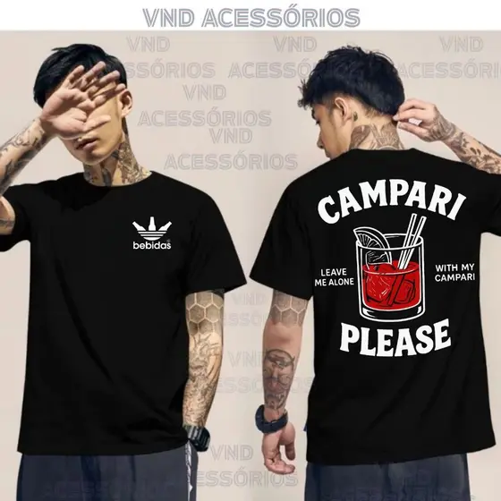 Camiseta Masculina Premium CAMP PLEASE Camisa Estampada algodão Malha 30.1 T-Shirt Básica Drinks Bebidas Camp