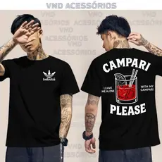 Camiseta Masculina Premium CAMP PLEASE Camisa Estampada algodão Malha 30.1 T-Shirt Básica Drinks Bebidas Camp