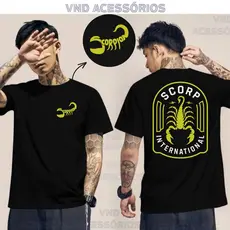 Camiseta Masculina Scorpion Camisa Estampada algodão Malha 30.1 Escorpião Premium