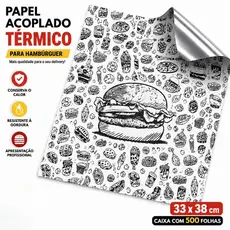 Papel Acoplado Termico Para Hambúrguer (cx. C/ 500 Unid) 33x38