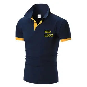 2 Camisas polo bordada personalizadas com sua logo no peito, detalhes e punho elástico nas mangas - Kit com 2 polos