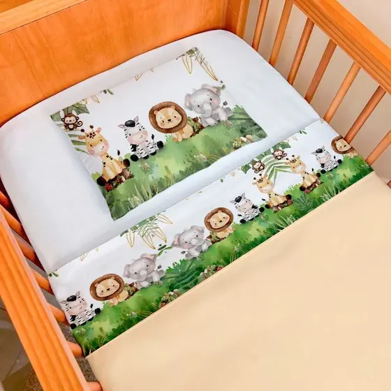Jogo de Lençol para Berço 3 Peças Varias Estampas Lençol para Bebê Lençol de Berço Infantil
