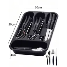 Jogo De Talheres 25 Peças Inox Conjunto Faqueiro Com Porta Garfos Colheres E Facas