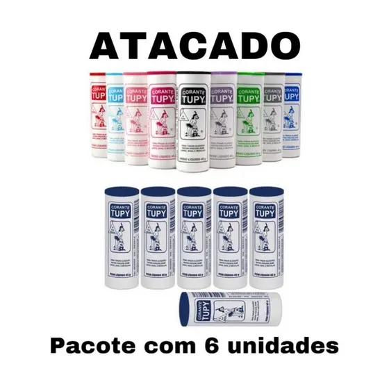 CORANTES DE ROUPAS TUPY PACOTE C/6 UNIDADES DE  45G CADA