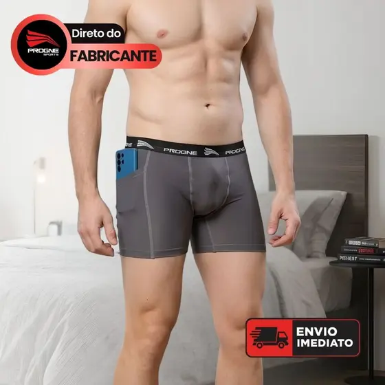 Cueca Box Térmica com Bolso Lateral Progne Sports - Guarda Dinheiro Celular Objetos Pessoais