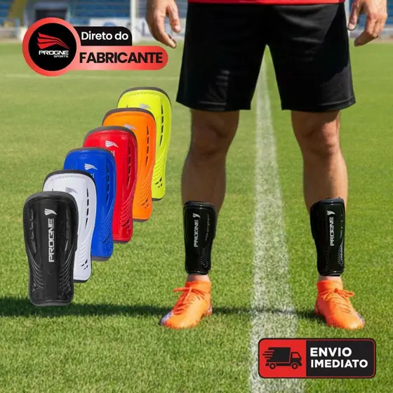 Caneleira Futebol Profissional Sem Tornozeleira Pegasus Progne Sports - Proteção Campo Futsal Society Adulto