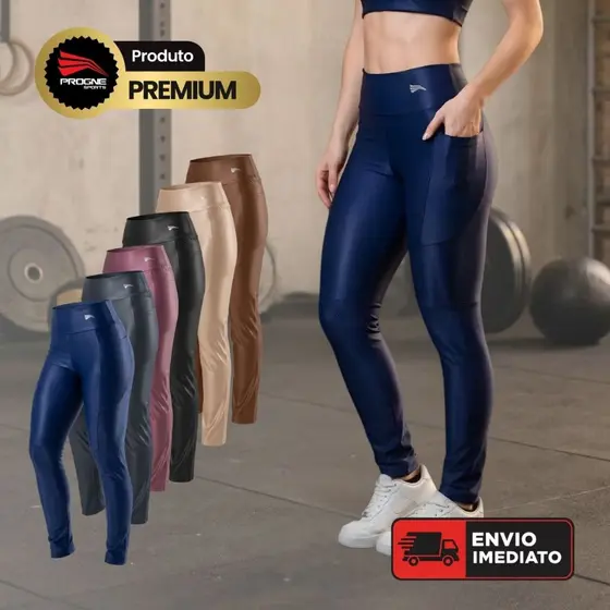 CALÇA LEGGING SHOCKER TECIDO CANELADO C/ BOLSO – ACADEMIA CORRIDA TREINOS – PROGNE SPORTS