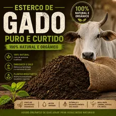 Esterco de Gado Curtido 100% Natural Orgânico Adubo Vegetal Rico em Nutrientes p/ Plantas e Horta
