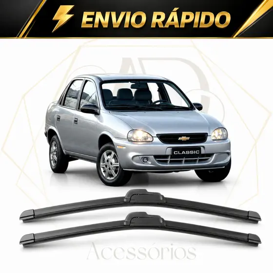 Par Palheta Limpador Parabrisa Chevrolet Corsa Classic 1995 a 2016 Silicone Gancho
