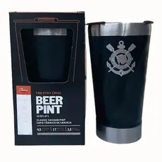 Kit Corinthians Copo Térmico Inox C/ Tampa e Abridor Cor Preto