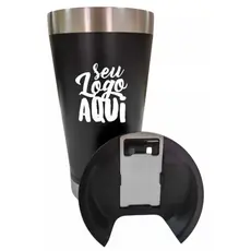 Copo Térmico Cerveja Personalizado C/ Tampa E Abridor 473ml Símbolos  Nome Desenhos
